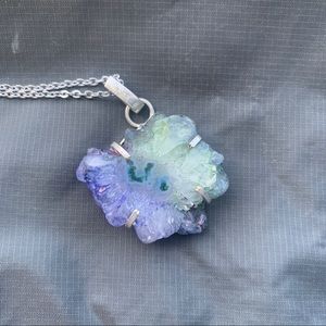 925 overlay Green/Purple Solar Quartz Pendant